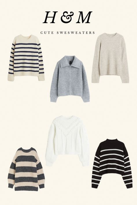 H&M faves cute sweaters for fall and winter time Sweaters H&m, Winter White Sweater, Basics For Winter, H&m Sweaters, H&m Sweater, H&m Winter Layering Sweater, Winter Essentials Clothes Women, H&m Clothes, Cute Sweater