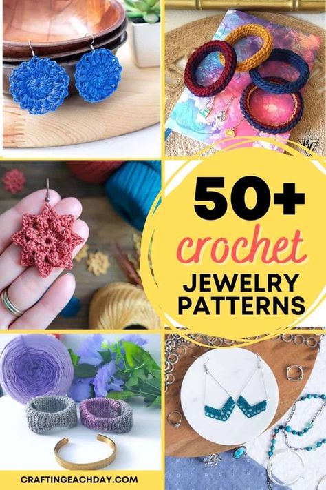 Crochet Wire Jewelry Patterns Free, Crocheted Jewelry Patterns Free, Crochet Bead Jewelry, Diy Crochet Jewelry Free Pattern, Crochet Beaded Jewelry Patterns Free, Free Crochet Jewelry Patterns, Crochet Rings Jewelry, Free Crochet Bracelet Patterns, Crochet Jewelry Patterns Free