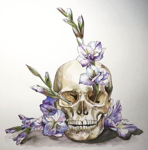 Flower Skull Art, Floral Skull Art, Skull Flower Drawing, Skeleton Flower Drawing, Skull And Flowers Art, Skull Art With Flowers, Floral Skull Drawing, Bone Art Drawing, Skull And Flower Drawing