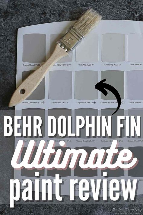 Is Behr Dolphin Fin the perfect gray paint for your home? Compare Dolphin Fin 790C-3 to other popular greys, & see real homes that show off the color in different lighting situations & spaces, interior & exterior. Explore the undertones & more! #DolphinFin #Behr #graypaint #greypaint #BehrDolphinFin #graypaintcolors #graypaintbedroom #graypaintlivingroom #graypaintdiningroom #paintstudy #paintreview #graypaintbathroom #graypaintcolorspopular #bestgraypaint #bestgreypaint Behr Paint Colors Grey Dolphin Fin, Dolphin Grey Paint, Dolphin Gray Behr Paint, Dolphin Fin Behr Paint Living Rooms, Behr Dolphin Fin Paint, Behr Dolphin Fin Color Palette, Behr Paint Colors 2023, Dolphin Fin Behr Paint, Behr Dolphin Fin