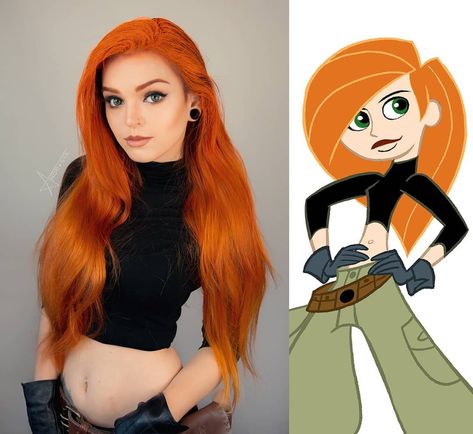 Kimpossible Disney Costume, Kim Possible Costume Makeup, Kim Possible Make Up, Kim Possible Hair, Halloween Red Hair Costume, Kim Possible Makeup Look, Costumes With Red Hair, Red Hair Costume Ideas, Kim Possible Halloween Costume