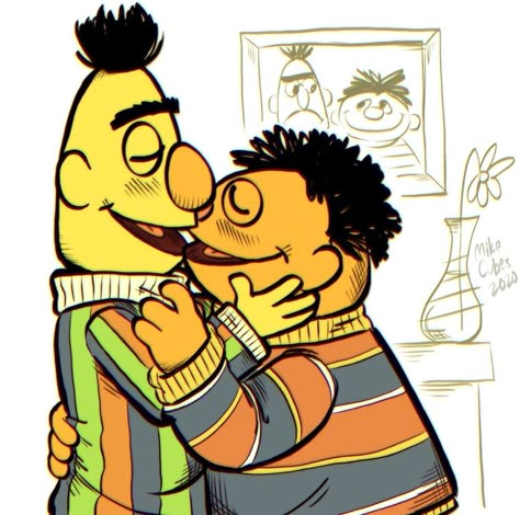 Bert X Ernie Fanart, Bert X Ernie, Bert And Ernie Fanart, Sesame Street Fanart, Beto Y Enrique, Ernie Und Bert, Bert And Ernie, Felt Puppets, Sesame Street Muppets