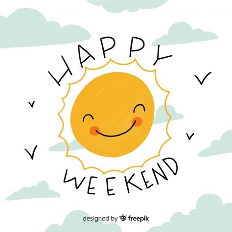 Hand drawn smiling sun background | Free Vector Weekend Greetings, Weekend Images, Sun Background, Image Positive, Happy Weekend Quotes, Smiling Sun, Weekend Quotes, Morning Texts, Hello Weekend