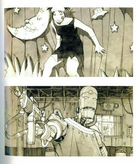 Tatsuyuki Tanaka, Comic Layout, Graphic Novel Art, Arte Cyberpunk, Bd Comics, A Robot, 판타지 아트, Comic Illustration, Environmental Art