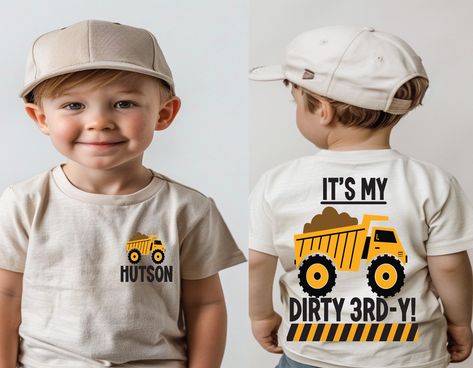 Dirty 3RD-Y birthday shirt, dump truck birthday, construction birthday , construction party , boys 3rd birthday shirt, 3rd birthday party by JADEandPAIIGE on Etsy Third Birthday Theme Boy, Bday Party Boy, 3rd Birthday Shirt, Dump Truck Birthday, 3rd Birthday Party, Boy Birthday Party Themes, Birthday Themes For Boys, Kids Birthday Themes, Construction Party