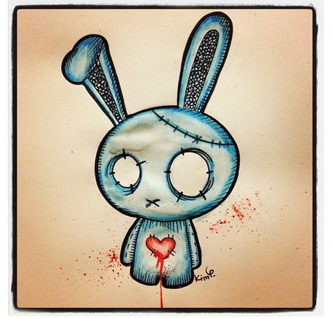 Zombie Bunny Zombie Bunny Tattoo, Voodoo Bunny Tattoo, Voodoo Bunny Drawing, Zombie Bite Tattoo, Monsters Drawings, Voodoo Doll Tattoo, Zombie Bunny, Evil Bunny, Large Bunny