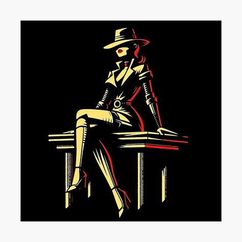 Get my art printed on awesome products. Support me at Redbubble #RBandME: https://www.redbubble.com/i/photographic-print/Cyborg-Femme-Fatale-on-the-Table-neo-noir-neon-by-RESToRAPTOR/157917902.6Q0TX?asc=u Mystery Story Ideas, Digital Art Reference, Noir Aesthetic, Mystery Story, Neon Noir, Mystery Stories, Doodle Illustration, Neo Noir, Reference Images