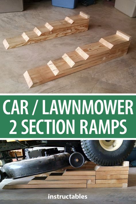 Wood Car Ramps, Car Ramp Design Entrance, Diy Car Ramps, Lawn Mower Maintenance, Lawn Mower Trailer, Lawn Mower Repair, Trailer Ramps, Interior Paint Colors Schemes, Car Ramps