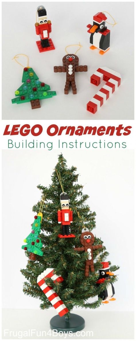 FREE Lego Ornaments Building Instructions Lego Christmas Ornaments, Lego Ornaments, Ornaments To Make, Lego Christmas, Lego Activities, Lego Craft, Fun Ornaments, Lego Minecraft, Lego Architecture