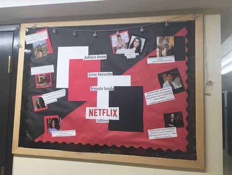 #RA #bulletinboard #college #netflix #dorm #reslife Netflix Door Decs, Netflix Ra Board, Netflix Bulletin Board, Ra Hall Themes, Netflix Theme, Ra Decorations, Welcome Bulletin Boards, Ra Door Decs, Bulletin Boards Theme