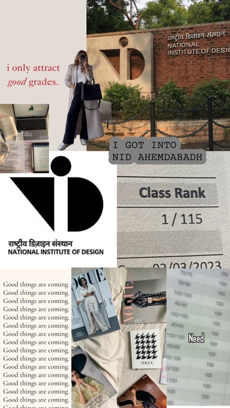 Nid Ahmedabad, National Institute Of Design, College Vision Board, Manifesting Vision Board, Fashion Illustration Collage, Affirmation Board, Vision Board Images, Career Vision Board, College Aesthetic