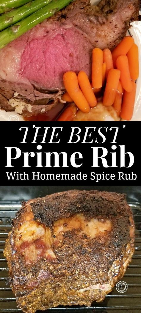 Best Prime Rib Roast Recipe + a homemade spice rub. Slow Cooker Prime Rib, Boneless Prime Rib Recipe, Recipe Collage, Best Prime Rib Recipe, Prime Rib Seasoning, Boneless Prime Rib Roast, Best Prime Rib, Potluck Meals, Slow Roasted Prime Rib