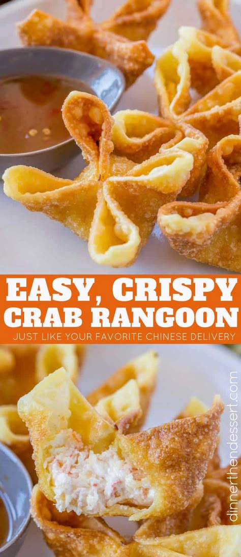 Crab And Cream Cheese, Rangoon Recipe, Crab Rangoon Recipe, Cheese Wontons, Cream Cheese Wontons, Homemade Chinese Food, Sweet And Sour Sauces, Wonton Recipes, Mapo Tofu