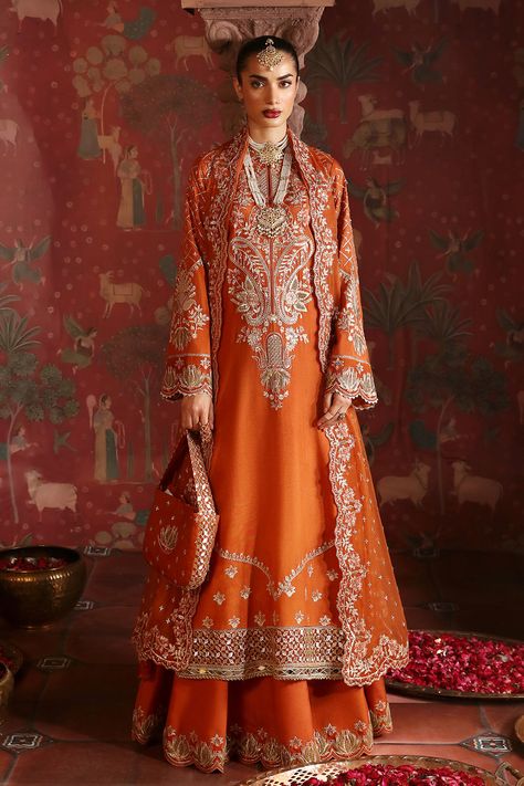 Mehndi Dress, Pakistani Wedding Dress, Chiffon Collection, Embroidered Neckline, Pakistani Designers, Desi Fashion, Silk Dyeing, Pakistani Wedding, Fabric Stores Online