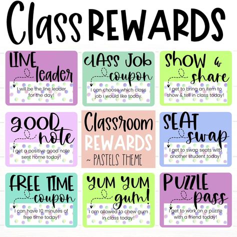 🩷Do you reward your students for good behavior in class? Enjoy our reward coupons filled with 50 different class rewards to choose from! #theprettylittleclassroom #classroommanagement #teachersofinsta #teachersfollowteachers #teacherspayteachers #classroomideas Class Coupons, Classroom Reward Coupons, Class Rewards, Homework Pass, Class Jobs, Teacher Helper, Pastel Theme, Classroom Rewards, Positive Learning