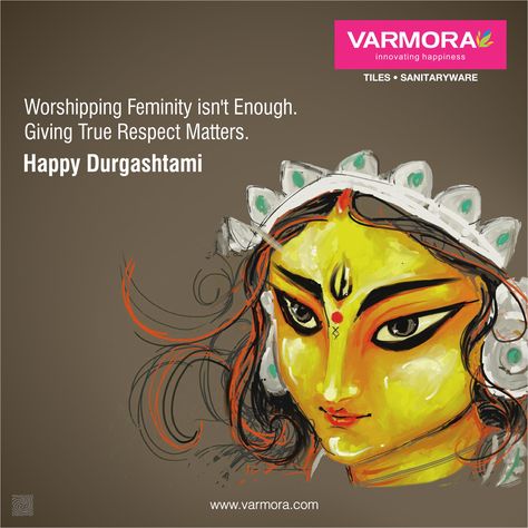 Worshiping femininity isn't enough giving true respect matters. Happy Durgashtami. #varmoratiles #durgashtami #दुर्गाष्टमी #DurgaPuja2016 #Pooja Durgashtami Images, Chinese Dragon Art, Durga Devi, National Festival, Jai Mata Di, Mata Rani, Navratri Images, Devi Durga, Shiva Shakti