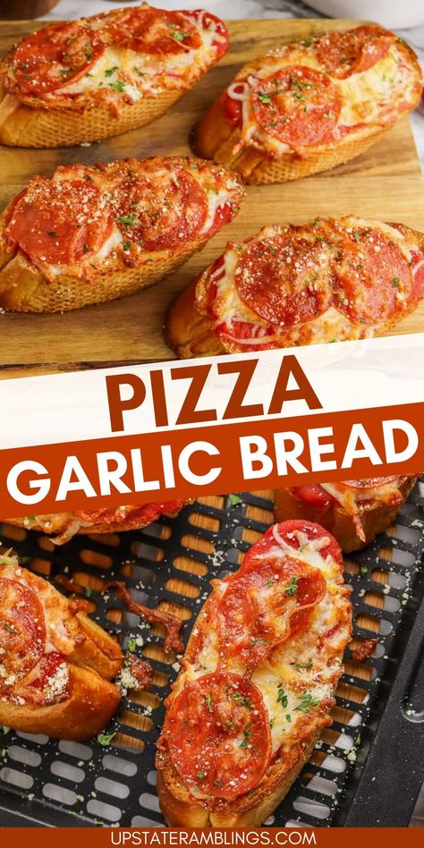 Crispy Garlic Bread, Air Fryer Pizza, Garlic Bread Pizza, Breakfast Sides Dishes, Garlic Pizza, Garlic Toast, Breakfast Sides, Crispy Garlic, Garlic Bread Recipe