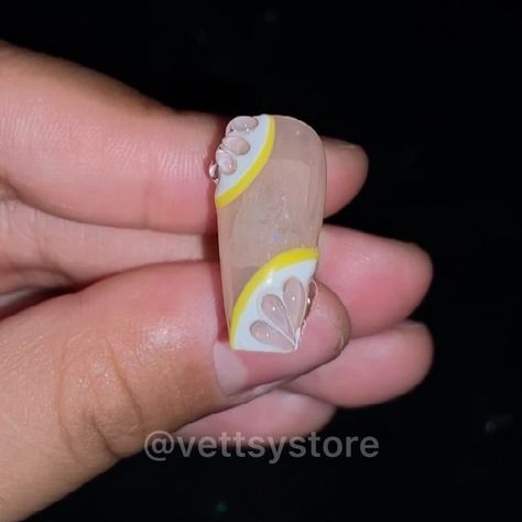 Vettsy on Instagram: "🍋3D lemon nail for Summer! 🍋 @vettsystore Solid Gel and 5 in 1 top coat are used for this design. Check bio to get yours!🙌😍 🛍Solid Gel no.15/29/32 🛍5 in 1 top coat 👉 Shop the same nail supplies via link or visit vettsy.com Follow @vettsystore & @vettsynails for more nail inspiration 🧚‍♀️ 👭Tag friends who would like this👭 #3dnail #3dnailart #summernails #solidcreamgel #solidgelpolish #vettsysolidgelpolish #vettsynails #nailsdesign" 3d Top Coat Nail Art, 3d Lemon Nails, Nail For Summer, Shower Nails, Lemon Nails, Paint Nails, Nails Today, Tag Friends, Nail Supplies