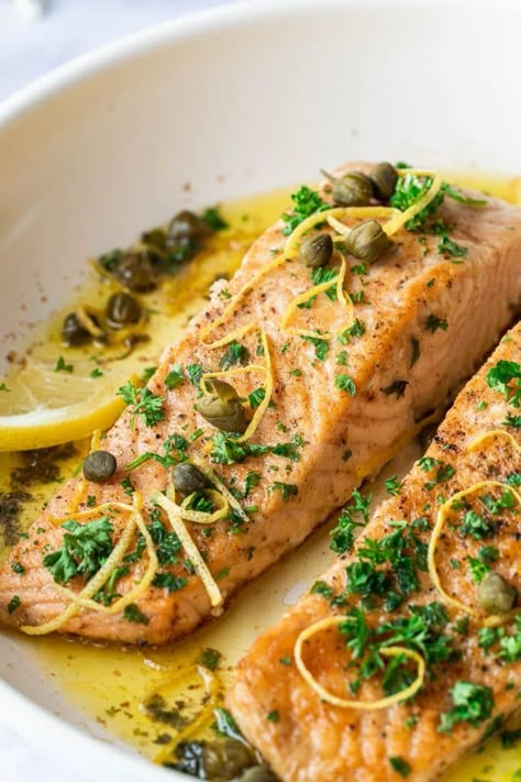 French Salmon Recipes, French Salmon, Fish Meuniere Recipe, Salmon French Recipes, Salmon And Linguine Recipes, French Summer Recipes, French Seafood Recipes, French Fish Recipes, French Fish Dishes