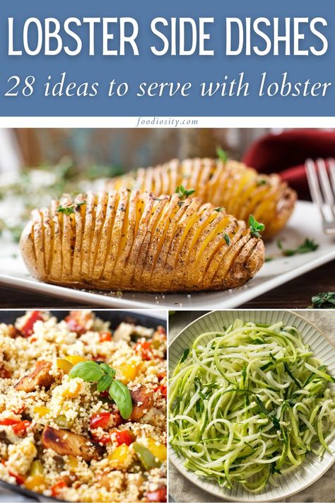 Sides With Lobster Tail, Sides For Lobster Dinner, Sides For Steak And Lobster Dinner, Lobster Side Dishes Ideas, Sides For Seafood Dinner, Gourmet Lobster Recipes, Side Dish For Crab Legs Dinners, Lobster Meals Sides, Lobster Sides Ideas