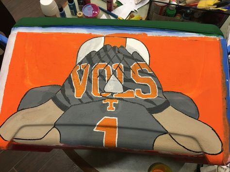 Tennessee Vols Cooler AGR #vols #tennessee #utk #ut Tennessee Vols Crafts, Tennessee Frat Cooler, Tennessee Vols Painting, Nola Cooler, Formal Coolers, Painted Coolers, Formal Cooler Ideas, Formal Cooler, Theta Chi