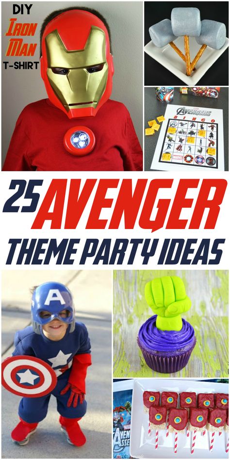 If you have a little one asking for an Avengers party and you're not sure where to begin, this collection of 25 Avengers Party Theme Ideas is for you! Avengers Party Theme, Avengers Party Ideas, Iron Man Party, Hulk Party, Marvel Birthday Party, Theme Party Ideas, Marvel Party, Party Theme Ideas, Avengers Theme