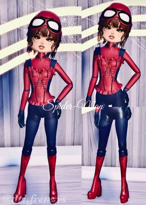 Dti Theme Spiderman, Jessica Rabbit Dress To Impress, Deku Dress To Impress, Spider Man Dress To Impress, Red Dti Outfits, Hard Dti Themes, Spiderman Dress To Impress, Red Dress To Impress, Videogame Fanart