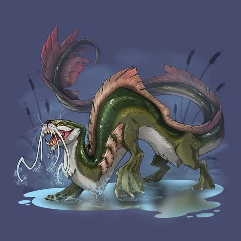 ArtStation - DnD Monster — Dobhar-Chu Surreal Sketch, Sea Monster Art, Ocean Monsters, Dnd Monster, Creature Artwork, Sea Monster, Dnd Monsters, Kaiju Art, Cool Monsters