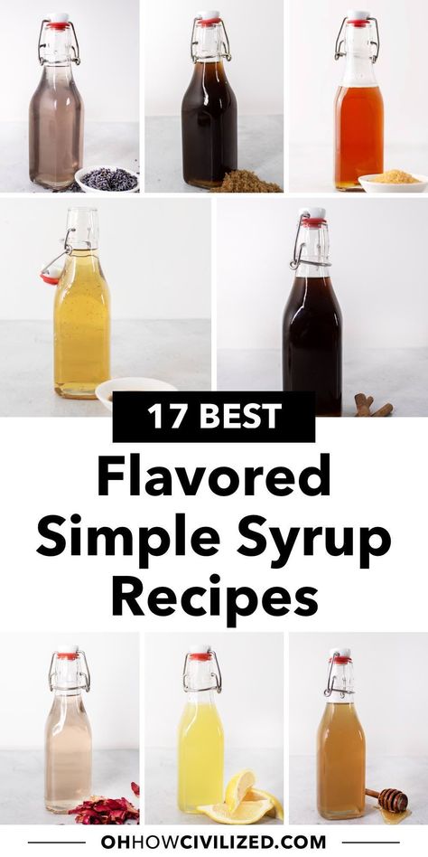 From brown sugar to cinnamon, these simple syrup recipes are easy to make from scratch at home. #simplesyrup #coffeerecipes #tearecipes #starbuckscopycat Starbucks Tea Recipes, Syrups For Coffee, Homemade Syrups, Homemade Coffee Syrup, Tea Syrup, Brown Sugar Simple Syrup, Simple Syrup Recipe, Cinnamon Simple Syrup, Simple Syrups