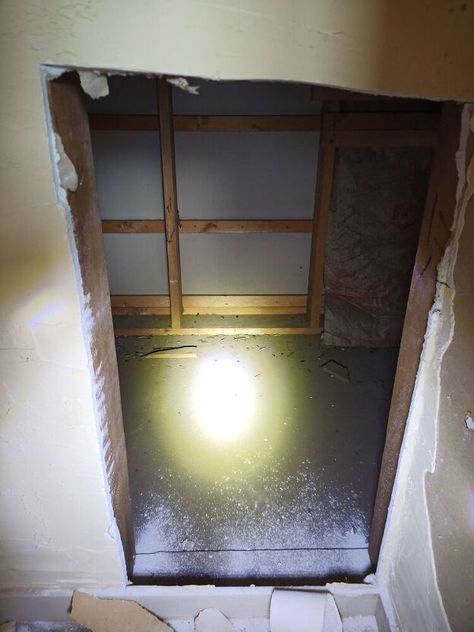 This is how I made a hidden nook under my stairs! This was a totally unplanned project! Here's the wall! That piece of plywood is the back of a Halloween sign I shoved up against it. This is my storage room and I've been sitting on this remodel for ten years...TEN! Time flies! I was curious about what was behind the wall. I have a winding U-shaped staircase and all I knew was it was behind there. I cut out a hole big enough to shine a light in to take a peek.Open space!! My first… Doorway Under Stairs, Under Stairs Hidden Door, Door Under Staircase, Hidden Room Under Stairs, Under The Stairs Door, Secret Room Under Stairs, Storage Below Staircase, Bookshelf Under Stairs, Basement Stairs Wall Ideas