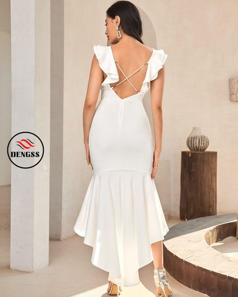 https://dengss.clothing/dengss-belle-ruffle-trim-mermaid-hem-wedding-dress/?feed_id=3221931&_unique_id=669d7307db608&utm_source=Instagram&utm_medium=28dengss&utm_campaign=FS%20Posteronline%20clothingPattern Type: PlainNeckline: SweetheartDetails: Criss Cross, High Low, Pearls, Ruffle Hem, ZipperSleeve Length: SleevelessLength: LongType: MermaidColor: WhiteFit Type: Slim FitFabric: Slight StretchMaterial: Knitted FabricComposition: 95% Polyester, 5% ElastaneCare Instructions: Machine wash or p... Criss Cross Back Dress, Cross Back Dress, Wedding News, Flounce Sleeve, Online Wedding Dress, Back Dress, Dress Backs, Ruffle Trim, Ruffle Hem