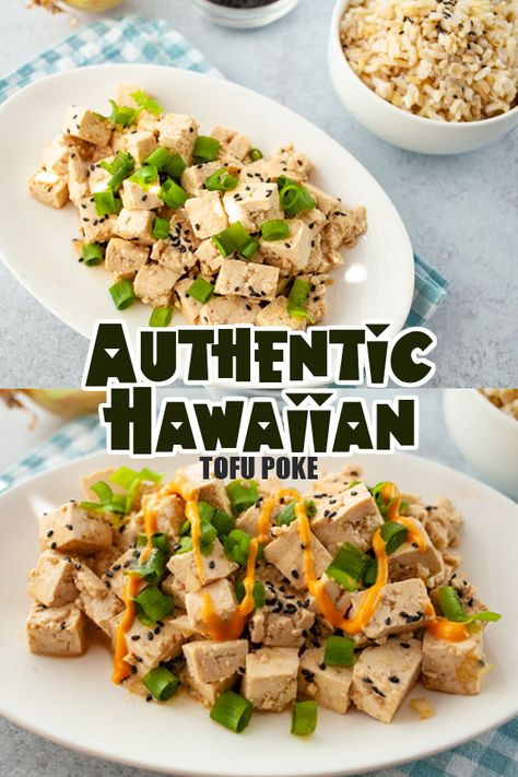 Make this high protein Vegan Tofu Poke with just a few easy steps! It's made of delicious firm tofu and a few herbs and spices, plus the tasty sriracha mayo!  . . . . #filipinovegetarianrecipes #filipinorecipes #vegan #recipe #marinade #salad Tofu Poke Bowl Recipe, Tofu Poke Recipe, Marinade Salad, Tofu Poke Bowl, Tofu Poke, Tuna Poke Bowl Recipe, Vegan Dishes Easy, Tofu Sauce, Poke Salad