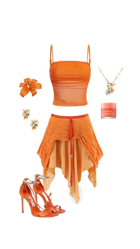 outfit inspo, orange oufit, fashion style, fashion inspiration, outfit idea, vintage fashion trend, coconut girl, tropical oufit Outfit Inspo Orange, Tropical Outfits, Tropical Girl, Tropical Outfit, Tropical Fashion, Earthy Outfits, Orange Outfit, Cruise Outfits, 2000s Fashion Outfits