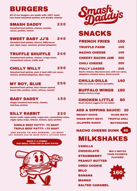 Burger Restaurant Menu Design, Hot Dog Restaurant Design, Burger Menu Design Ideas, New Menu Coming Soon, Burger Menu Design, Food Truck Menu Ideas, Burger Restaurant Design, Burger Names, Burger Business