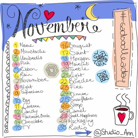 Doodle Easy, Doodle A Day, Doodle A, 30 Day Drawing Challenge, Art Journal Prompts, Drawing Prompts, Doodle Art Journals, Lettering Challenge, Creative Drawing Prompts