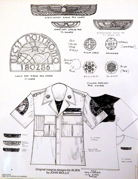 Alien - Nostromo Crew Badges & Insignia Sketches by Ron Cobb Artbook Layout, Nostromo Crew, Alien Nostromo, Thx 1138, Ron Cobb, Alien 1979, Retro Vector, Iconic Design, Design History