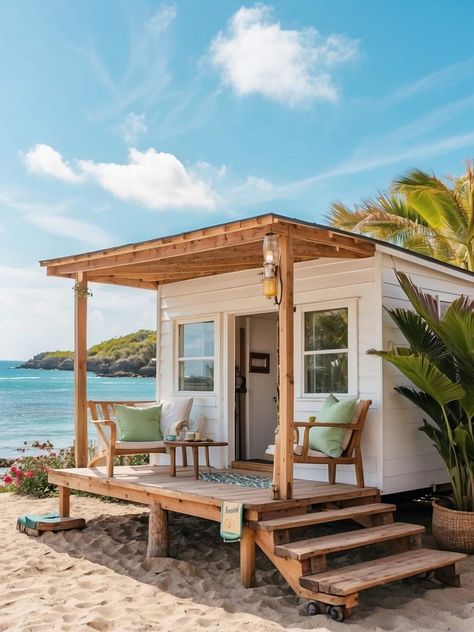 Beach Small House, Small Mexican House Exterior, Mexican House Exterior, Cheap Beach House, Tiny House Beach, Small Eco House, Beach Hut Interior, Simple Beach House, Small Beach Cottage