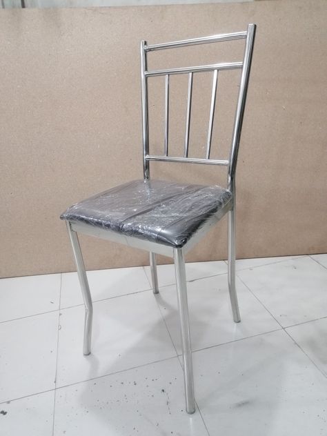 Stainless steel dinning chair Steel Stairs Design, Dining Table Design Modern, Stainless Steel Chair, Recycled Metal Art, Steel Stairs, Steel Chair, Table Chairs, Railing Design, Dining Table Design