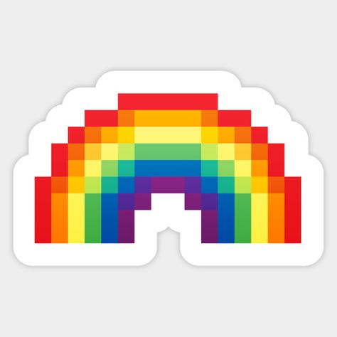 Pixel Rainbow - Rainbow - Sticker | TeePublic Rainbow Pixel Art, Pixel Stickers, Pixel Rainbow, Pixel Art Sticker, Rainbow Magnet, Rainbow Kawaii, Lgbt Sticker, Perler Bead Templates, Stickers Cool