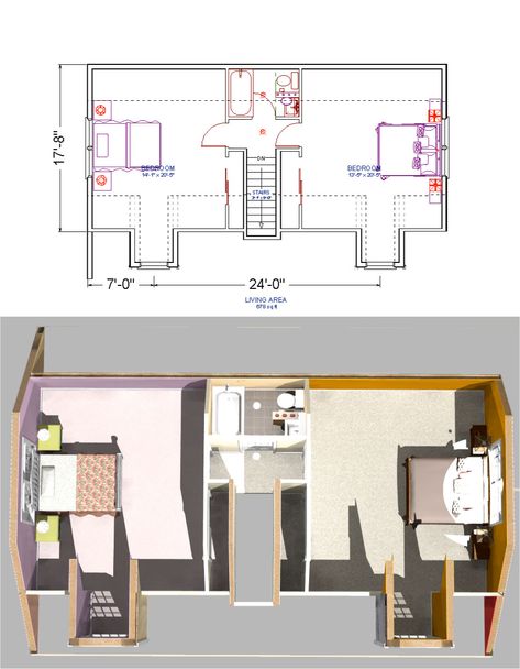 Two Bedroom Attic Floor Plan, Cape Cod Second Floor Ideas, 2nd Floor Bedroom Ideas, Two Bedroom Attic Plans Layout, Attic Floor Plan Layout, Attic Plan Layout, Loft Conversion Ideas Layout Floor Plans 2 Bedrooms, Attic Room Floor Plans, Attic 2 Bedroom Layout