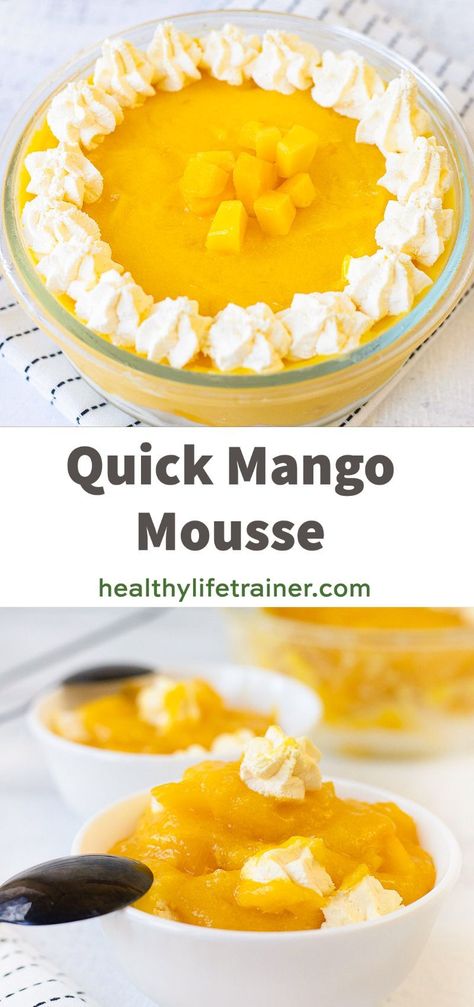 Mango mousse is an excellent dessert for any time of the day. #mangomousse #easydessert #mousserecipes #healthyrecipe #healthydesserts #mangodesserts Healthy Desserts For Kids, Healthy Baking Desserts, Mango Mousse, Mango Dessert, Banana Dessert, Mango Puree, Time Of The Day, Healthy Desserts Easy, Desserts For A Crowd