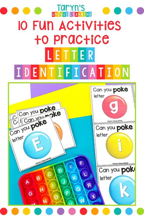 Are you looking for some engaging letter recognition games? Do your K-1 students need some fun and hands on ways to practice letter identification. This blog post will give you some great ideas that are just perfect for your classroom. Some will use items that you already have in your classroom, while others require nothing additional. These are great for individual practice, small group instruction, or literacy centers. They include a variety of modes to meet all learning styles. Small Group Letter Recognition, Letter Identification Games, Preschool Reading Activities, Phonics Games For Kids, Letter Identification Activities, Reading Games For Kids, Letter Recognition Games, Fun Reading Activities, Letter Recognition Activities