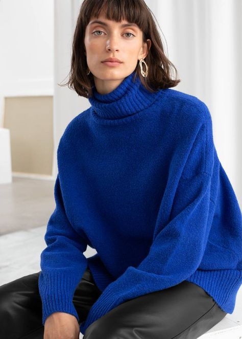 9 Cute, Colorful Outfits to Wear Right Now | Who What Wear UK Blue Turtleneck, Vibrant Outfits, Culotte Shorts, Orange Outfit, Sweater Outfit, Ladies Turtleneck Sweaters, High Neck Sweater, Pink Coat, Ribbed Knit Dress