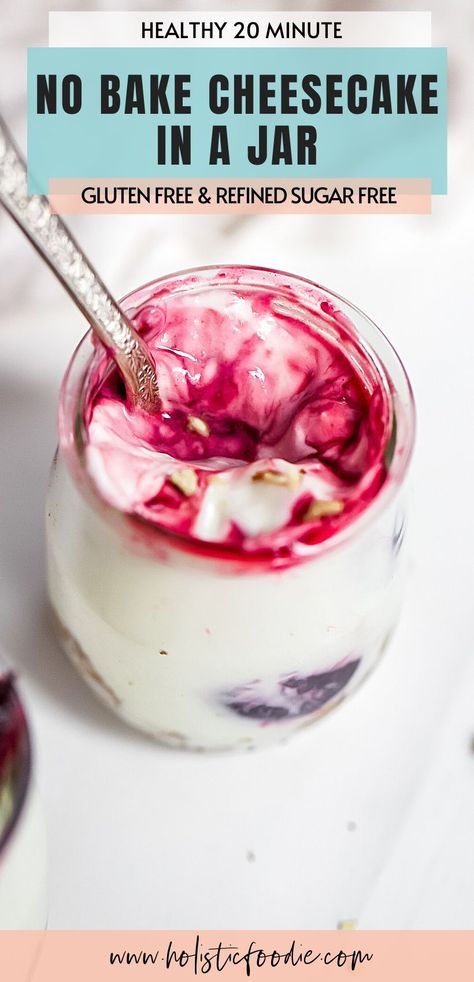 Healthy Cheesecake Recipes Greek Yogurt No Bake, Healthy Cheesecake In A Jar, Greek Yogurt Cheesecake Pudding, Cheesecake In A Jar No Bake, Healthy Dessert For One, Healthy No Bake Cheesecake, Low Cal Cheesecake, Paleo Yogurt, Protein Cheesecake Recipe