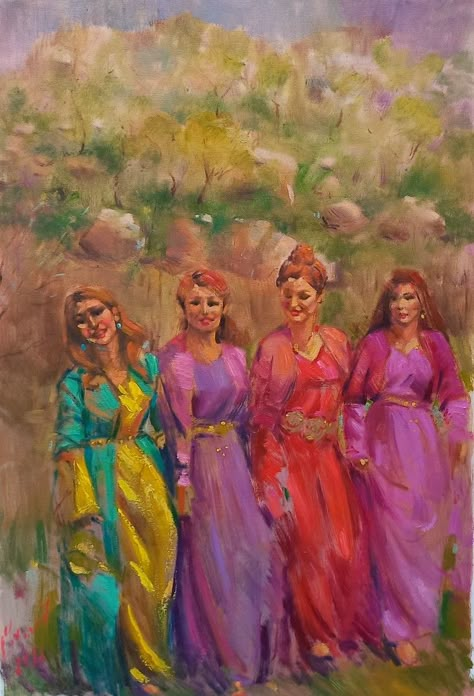 Kurdish Painting, Kurdish Traditional Clothes, Kurdish Art, Headpiece Art, Kurdish Culture, Culture Inspiration, Kurdish Clothes, Arabian Art, Henna Party