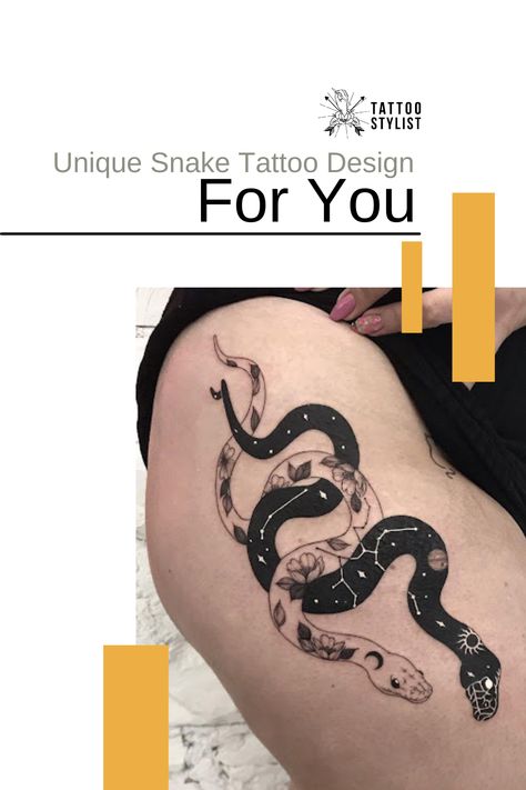 Snake Constellation Tattoo, Asp Snake Tattoo, Geometric Tattoo Snake, Intertwined Snakes Tattoo, Halloween Snake Tattoo, Winding Snake Tattoo, Trippy Snake Tattoo, Ying Yang Snake Tattoo, Snake With Moon Phases Tattoo