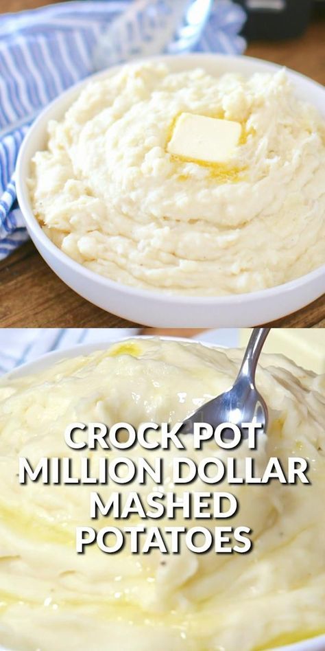 Million Dollar Mashed Potatoes, Crockpot Mashed Potatoes, Potato Recipes Side Dishes, Thanksgiving Recipes Side Dishes, Crockpot Dishes, Potato Side Dishes, Crockpot Recipes Slow Cooker, Crock Pot Cooking, Crockpot Recipes Easy