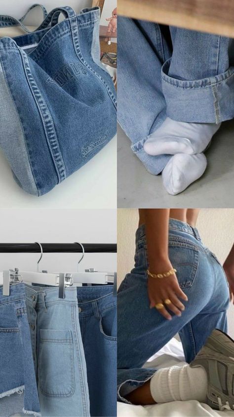 Aesthetic Moodboard Outfits, Denim Mood Board, Denim Outfit Aesthetic, Denim Moodboard, Jeans Bag Diy, Aesthetic Jeans, Denim Aesthetic, Jeans Aesthetic, Kawaii Clothes Goth