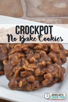 A fun twist on a classic no bake cookie. Check out this easy Crockpot No Bake cookies Recipe! These chocolate & peanut butter bites of heaven are perfect anytime of the year! No Bake Cookies Recipe, Crockpot Oatmeal, Butter Bites, No Bake Cookie, Crockpot Candy, Peanut Butter Bites, Crock Pot Desserts, Delicious Clean Eating, Baking Recipes Cookies