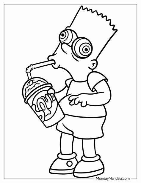 20 Bart Simpson Coloring Pages (Free PDF Printables) Coloring Pages The Simpsons, The Simpsons Sketch, Simpsons Coloring Pages Free Printable, Alternative Coloring Pages, High Coloring Pages Cartoon, The Simpsons Coloring Pages, Cartoon Coloring Pages Free Printable, Cartoon Images For Drawing, Cool Coloring Pages Free Printable